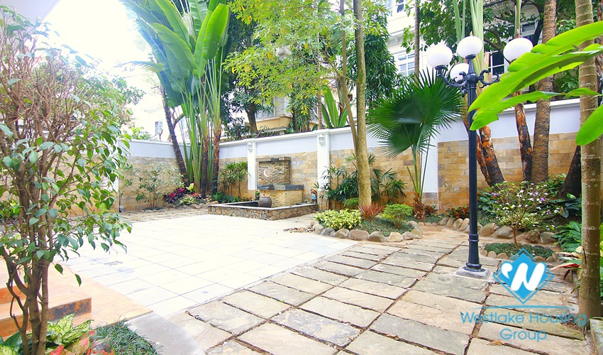 Charming house with large garden around for rent in Ciputra, Tay Ho, Hanoi